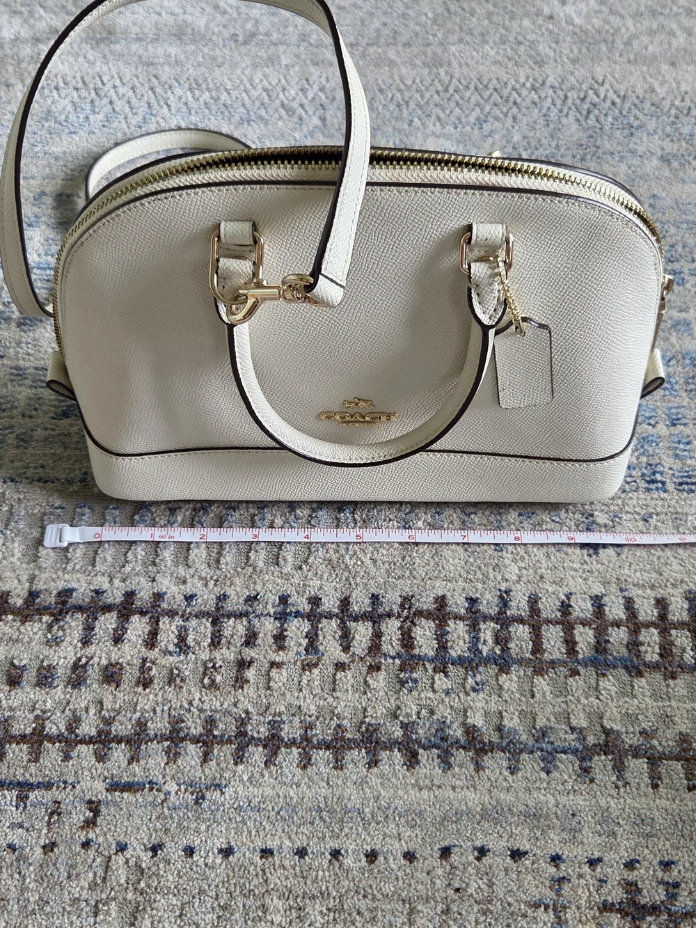 Coach Pebbled Leather Dome Satchel in Light Gray